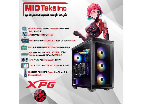 Gaming Desktop (MID-34) , CPU INTEL I9-11900K, DDR4 /32GB ,SSD 2TB , RTX 3080,ASUS MB B560M,XPG CORE REACTOR (850W),XPG BATTLECRUISER Chassis(BLACK)
